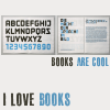 meloukhia: I love books (On open book at the top, showing the alphabet on one side, text on the other. 'Books are cool' & 'I love books' below.) meloukhia: On open book at the top, showing the alphabet on one side, text on the other. 'Books are cool' & 'I love books' below. (I love books)