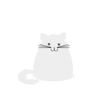 Happy grey cartoon white longhair cat