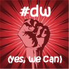 "#dw (yes, we can)" and a clenched fist